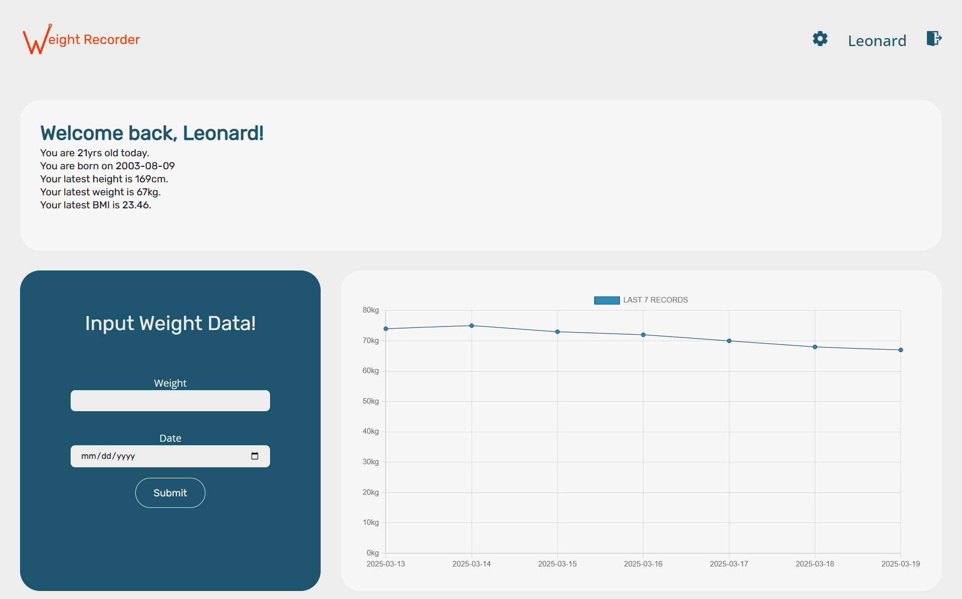 Weight Recording Web-App